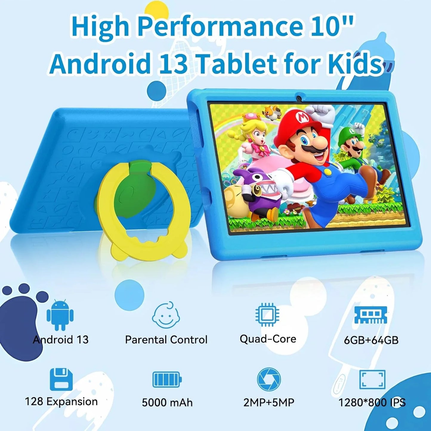 Bestski Kids Educational Tablet 6GB RAM 64GB ROM 128GB SD