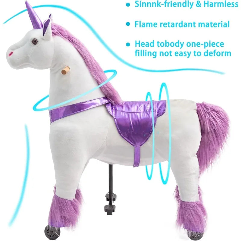 Electronic Ride On Unicorn Toy For Kids No Battery Required