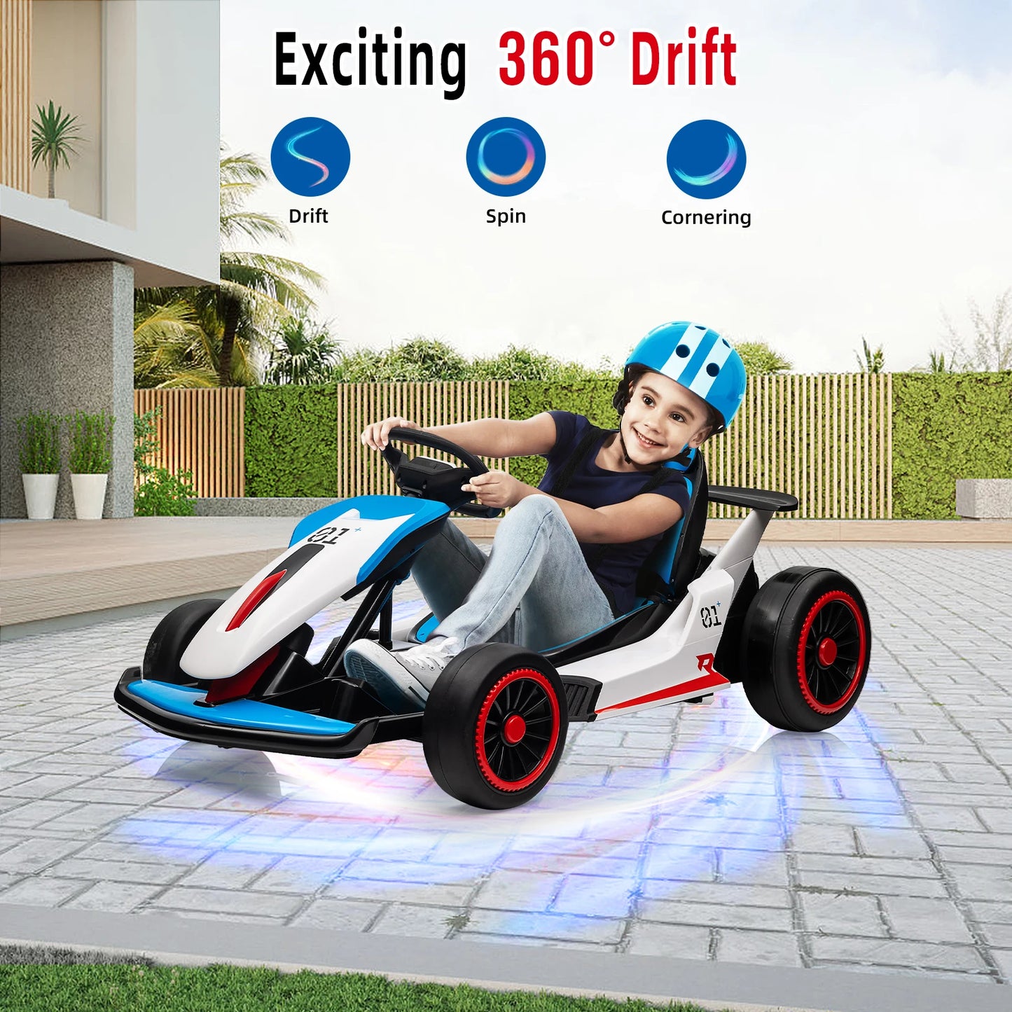 HiMISSE 24V Go Kart Ride On Dual 200W Motors Battery