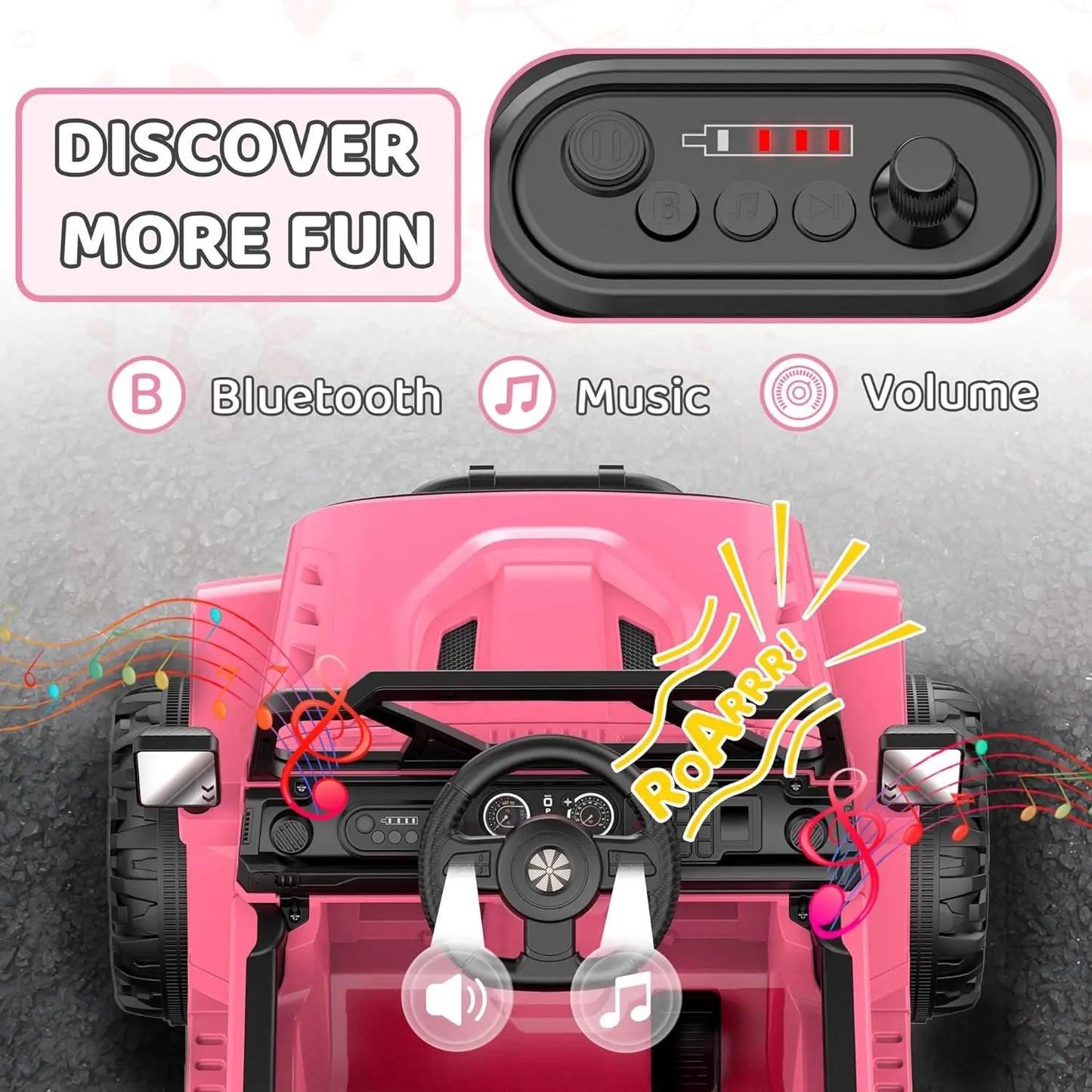 SHXI 12V Ride On Truck for Kids Remote Control Bluetooth