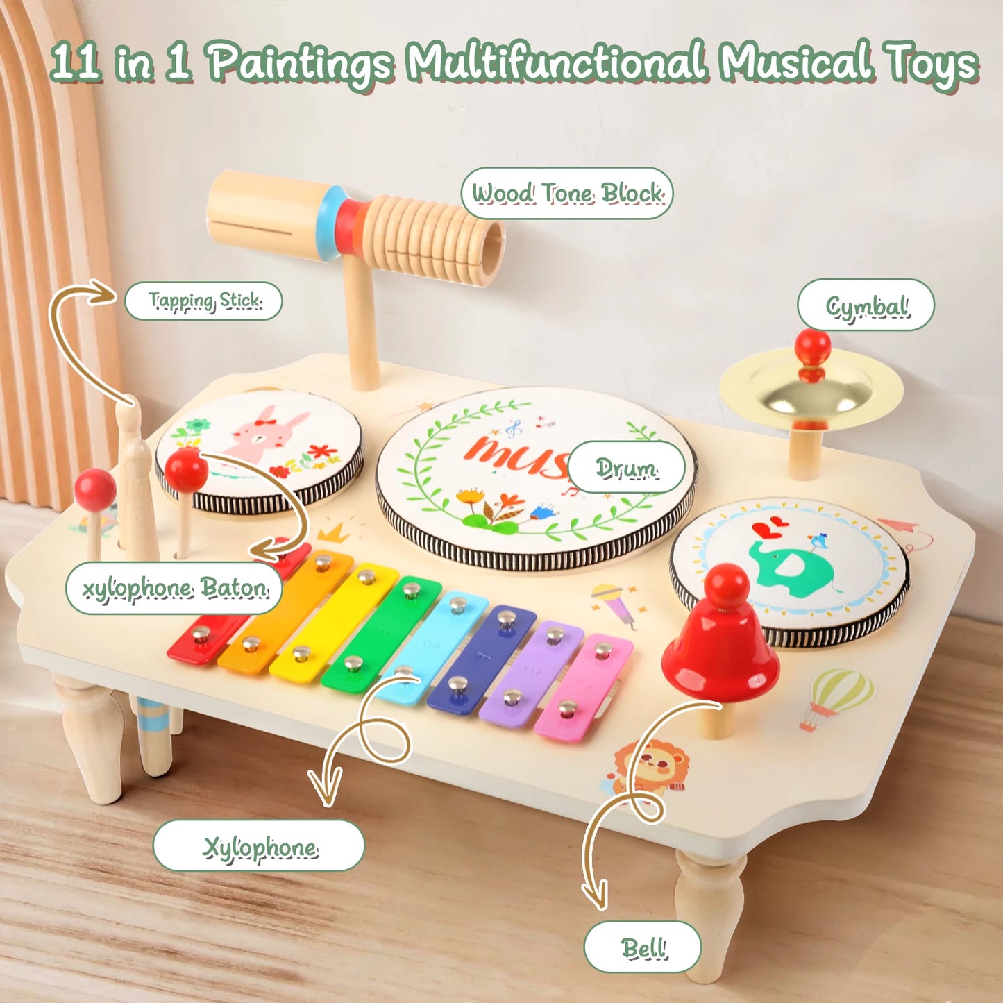 XIAPIA Kids Drum Kit Multi Instrument Musical Toy For Kids