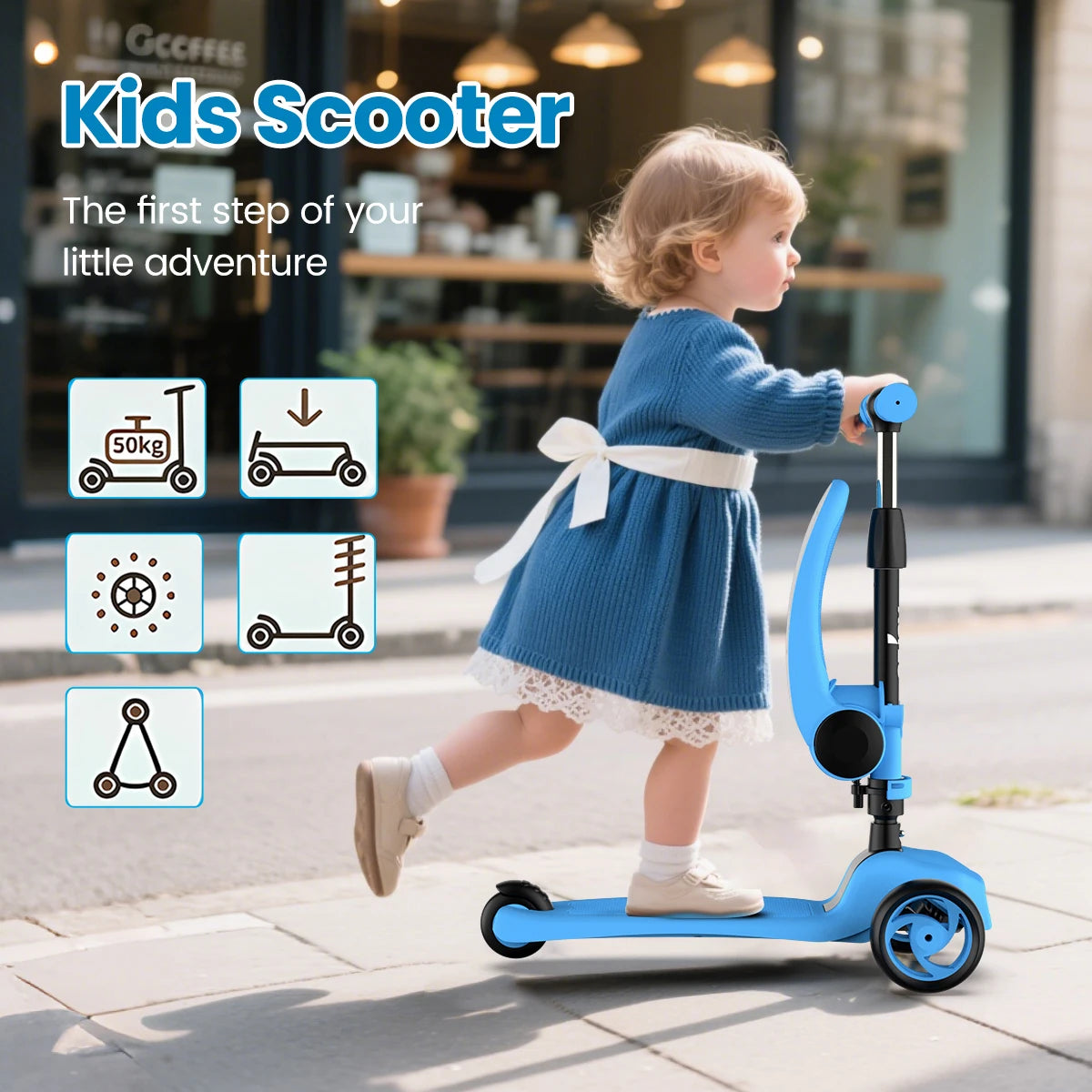 Three-Wheeled LED Kick Scooter For Kids With Lean-To-Steer