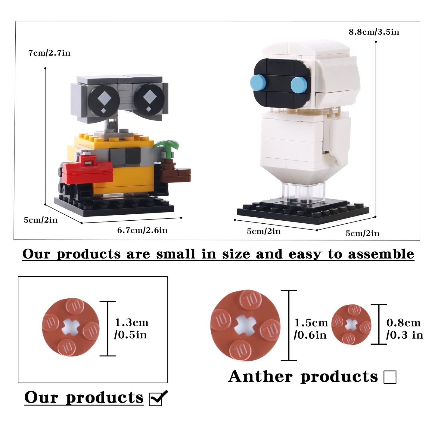 Bibilock WallE And Eve Minifigures Building Blocks Set