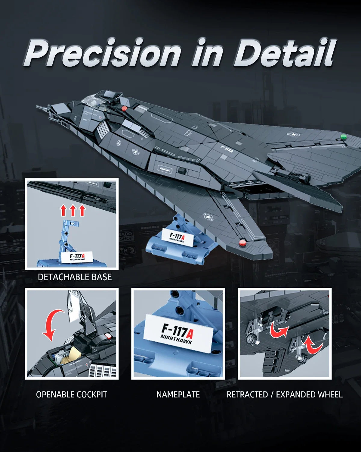 AMAZINGBLOKSCE F117 Building Blocks Stealth Aircraft