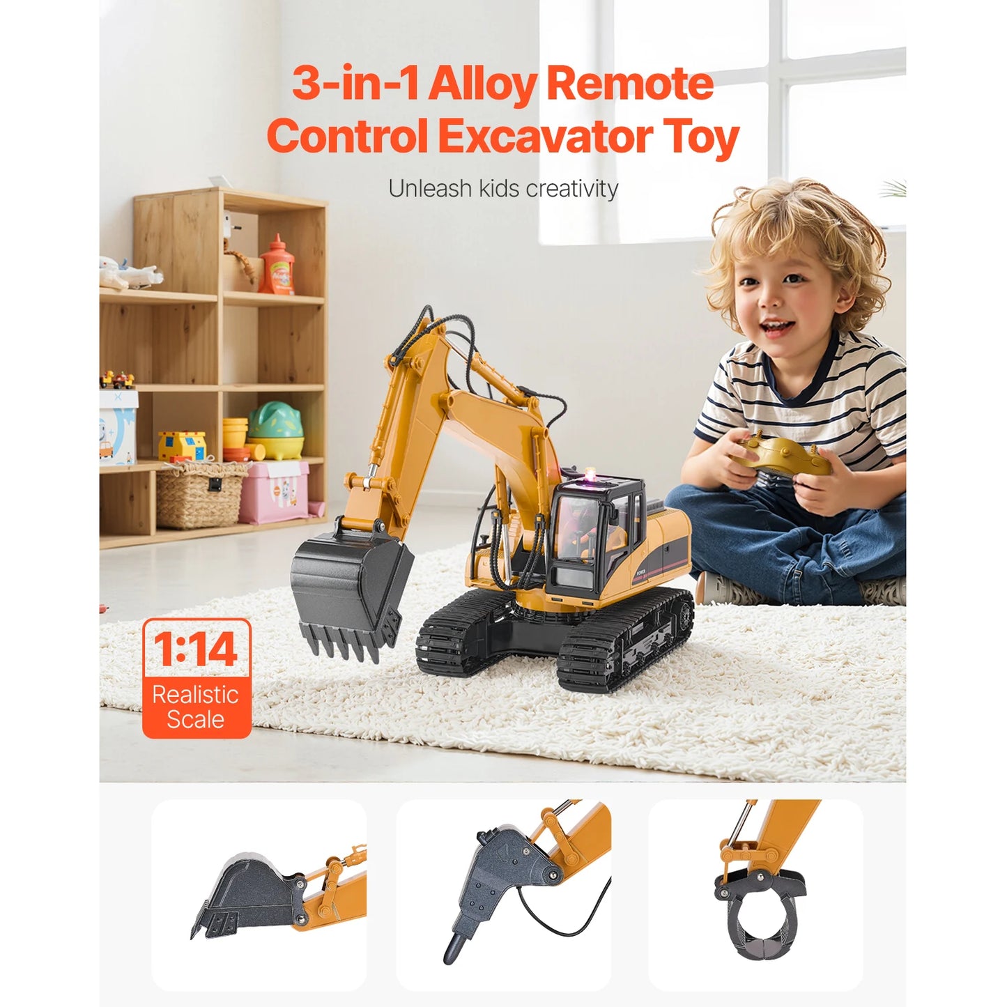 SucceBuy 2.4G RC Excavator Dump Truck 3 In 1 ToyLight