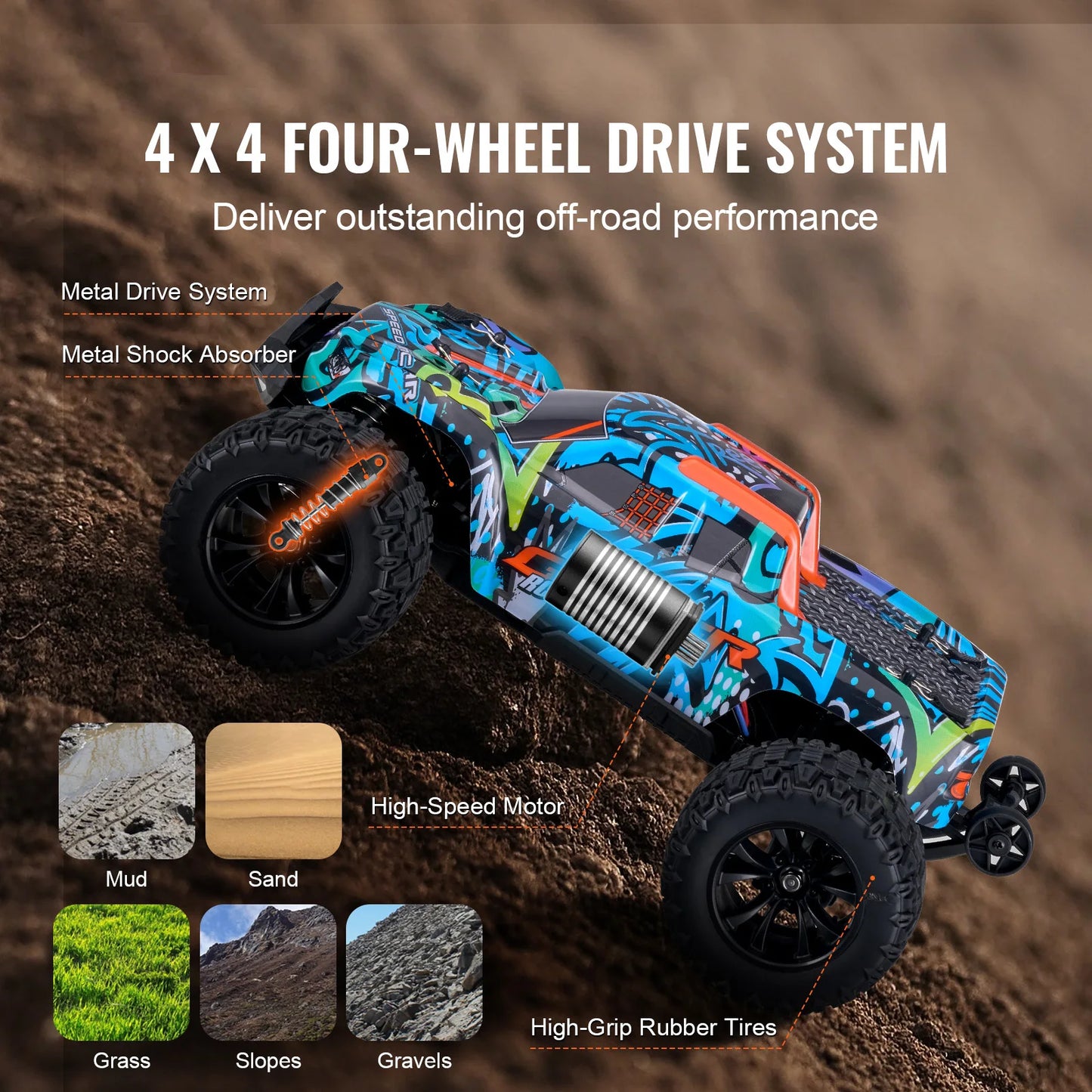 SucceBuy 4WD RC Car Off Road Truck With Adjustable Speed