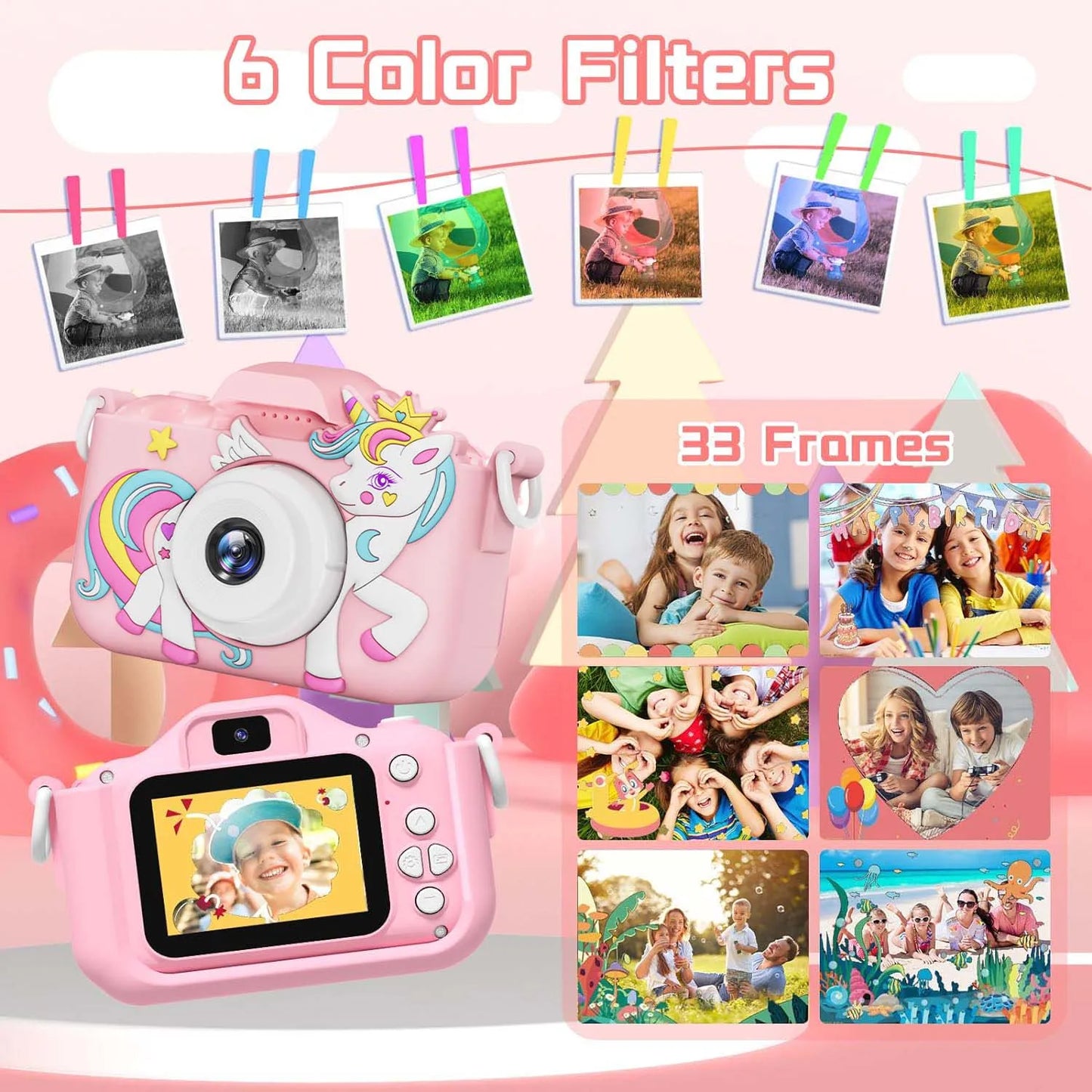 CIMELRCN Kids Camera Dual 1080P HD Toy With IPS Screen