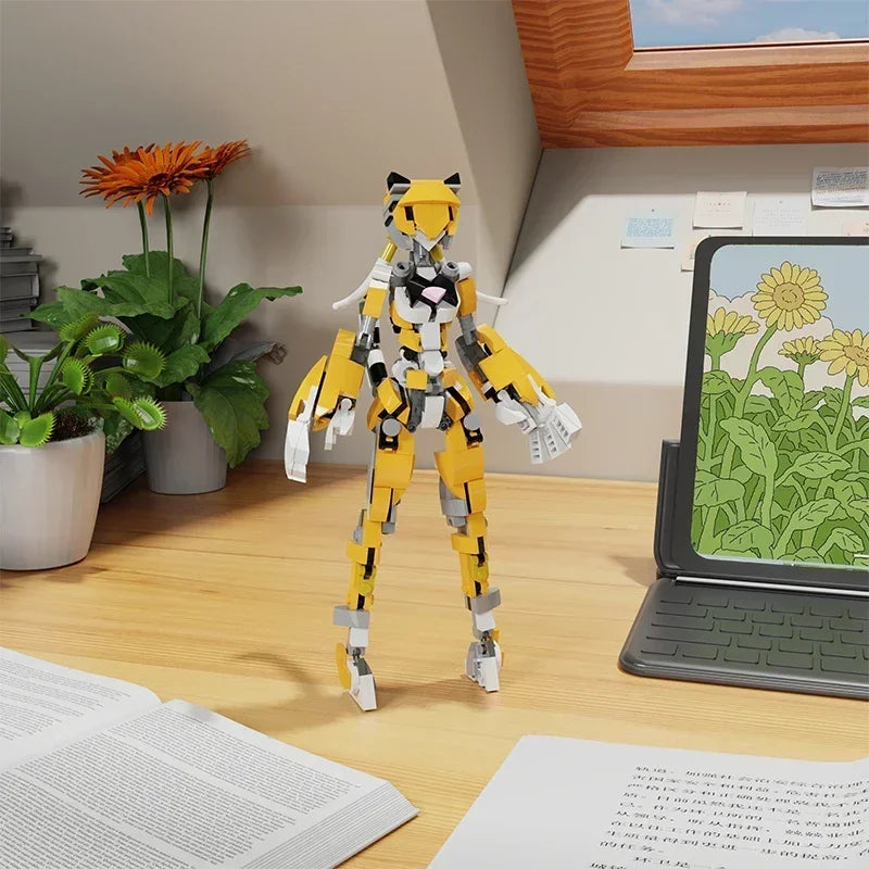 BuildMoc Tiger Girl Robot Moc Building Blocks Set For Kids
