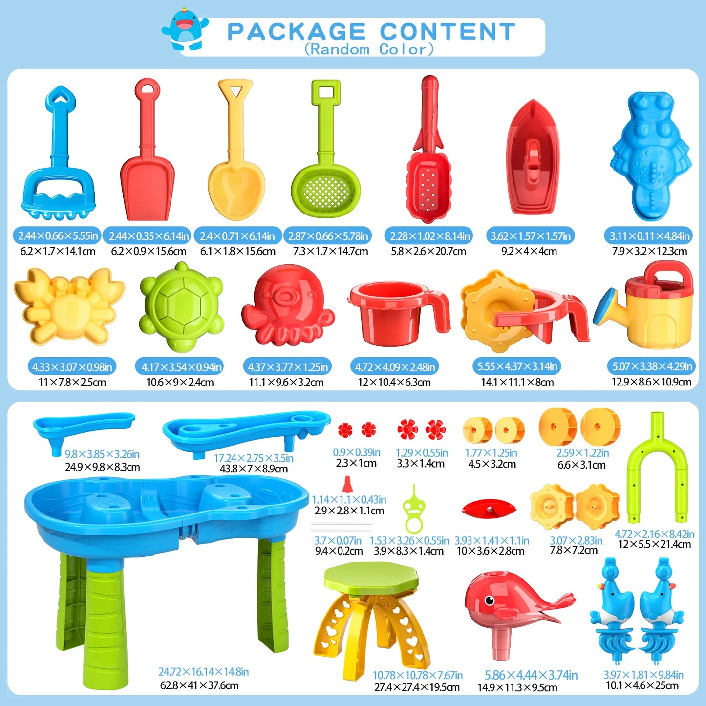 TEMICN Outdoor Sand And Water Toy With Funnel And Shovel