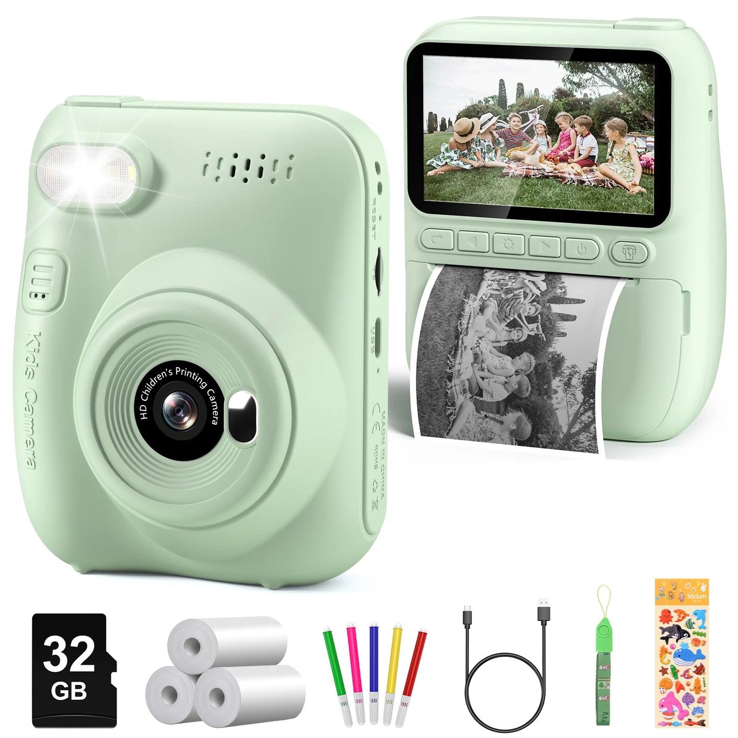 DIAMOOKYCN Kids Digital Camera Instant Print 32MP HD 1080P