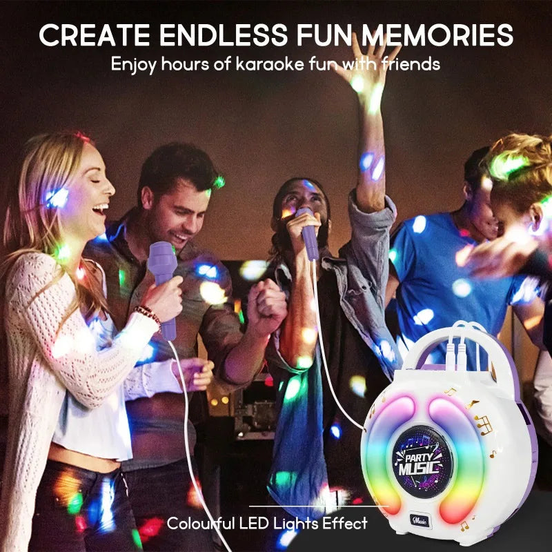 GGbell Karaoke Machine With 2 Microphones Portable Light