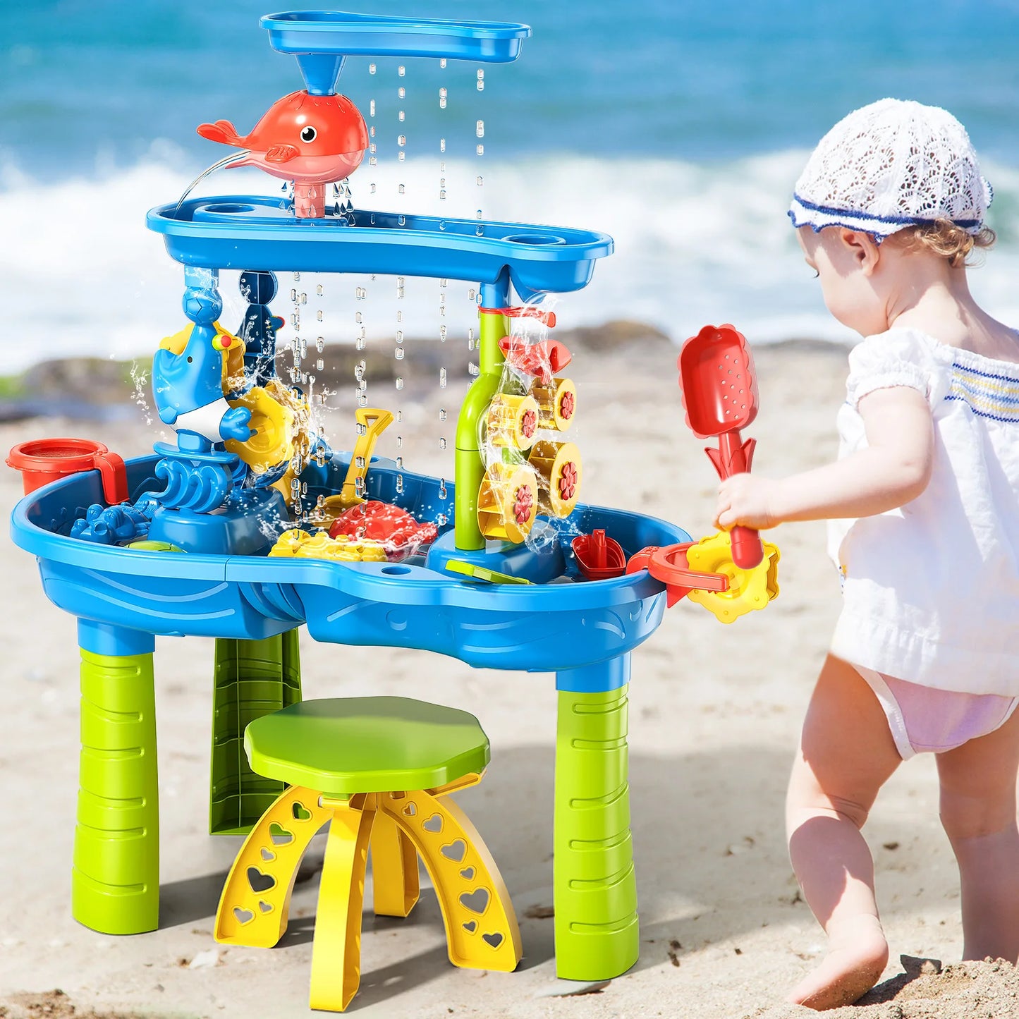 TEMICN Outdoor Sand And Water Toy With Funnel And Shovel