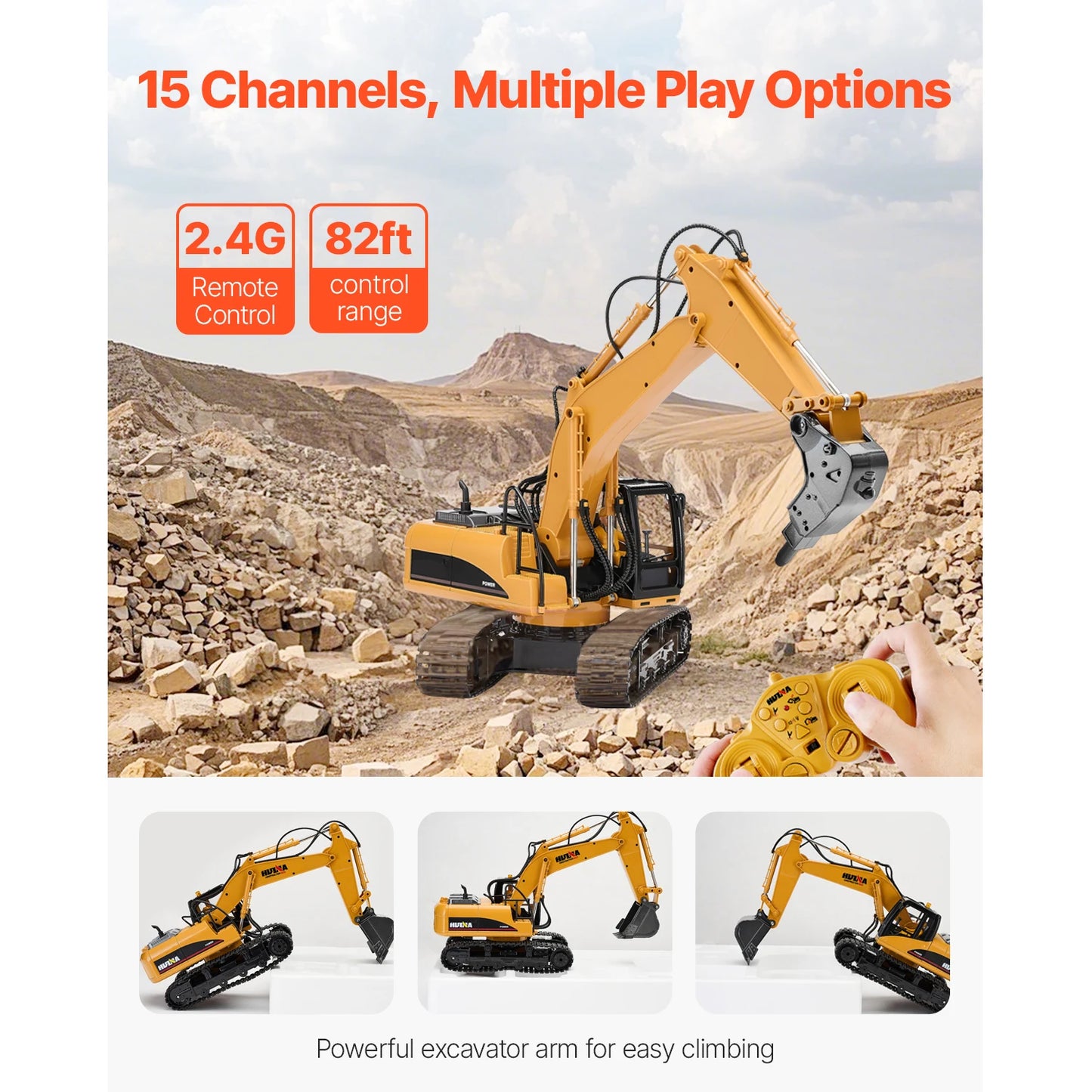 SucceBuy 2.4G RC Excavator Dump Truck 3 In 1 ToyLight