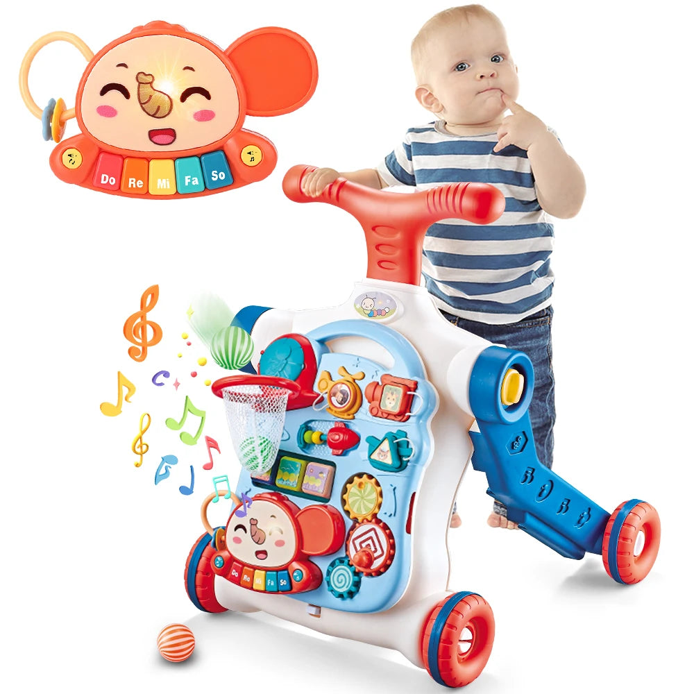 VATOS Baby Walker 5 In 1 Sit To Stand Push Walker Music