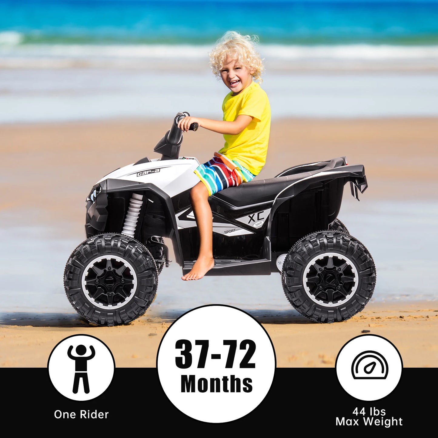 HiMISSE 12V Kids Ride On ATV Dual Motors USB Led Lights
