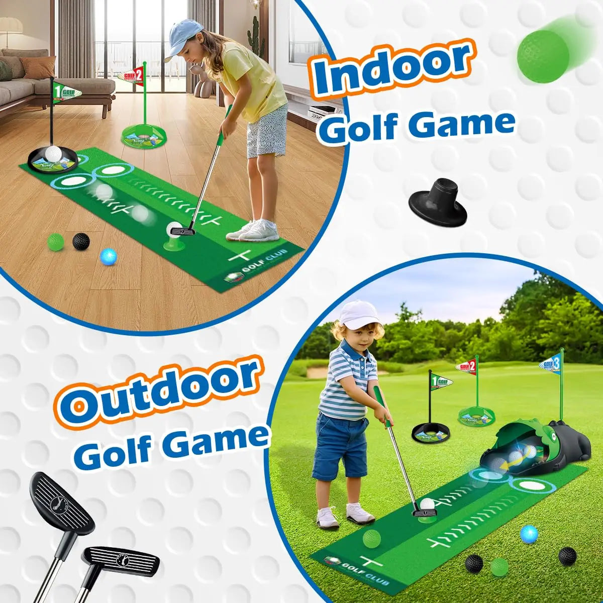 Terramus Kids Golf Club Set With LED Ball Returner