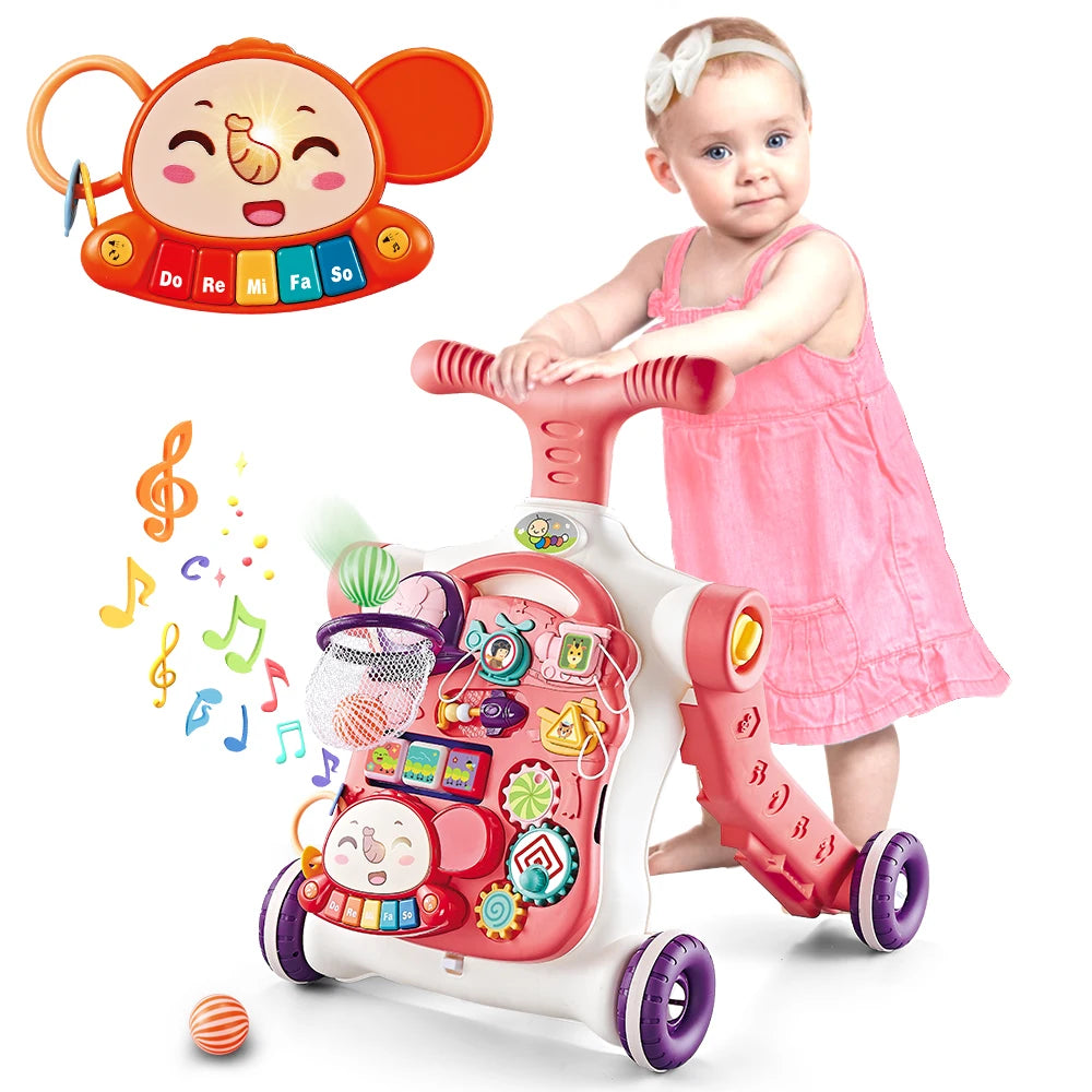 VATOS Baby Walker 5 In 1 Sit To Stand Push Walker Music