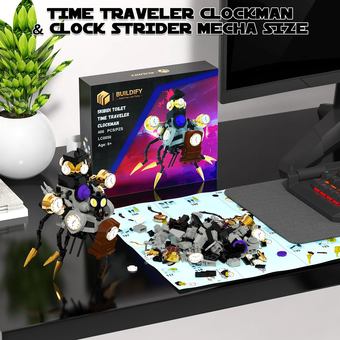 Tenhorses Time Traveler Clockman Building Set Skibidi