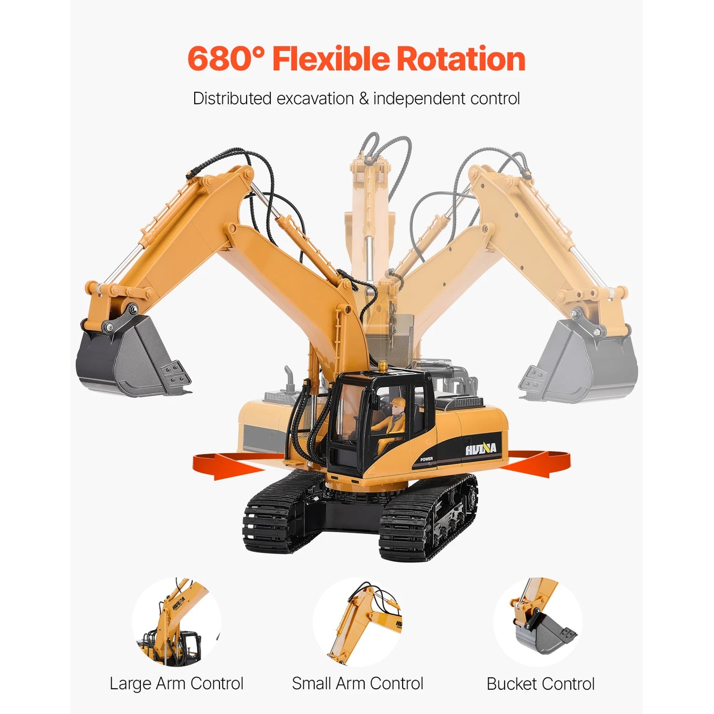 SucceBuy 2.4G RC Excavator Dump Truck 3 In 1 ToyLight
