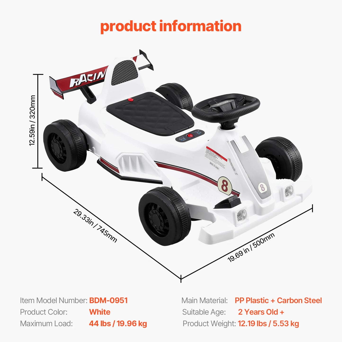 SucceBuy 6V Electric Pedal Go Kart With LED Headlight Horn