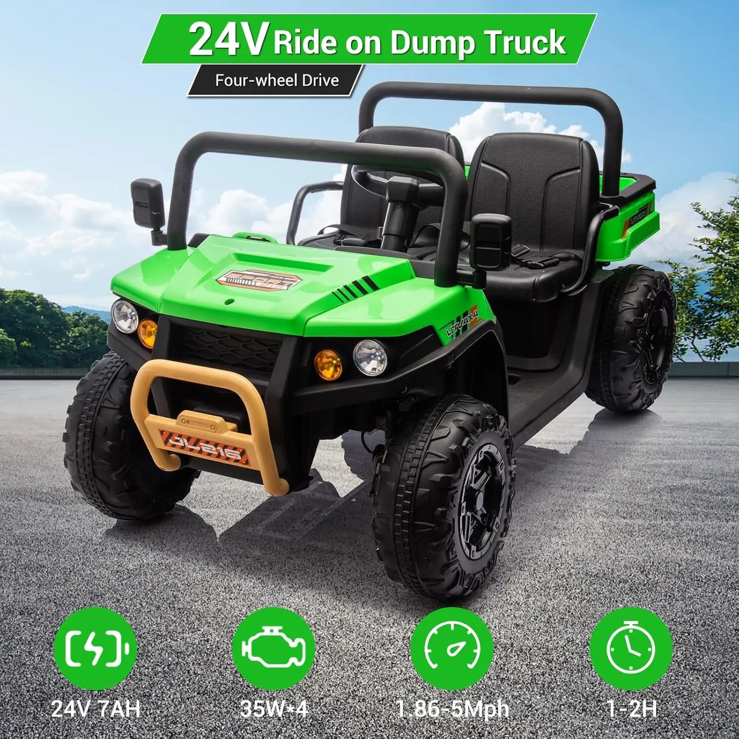 HiMIS 24V Ride On Dump Truck For Kids With Remote Control