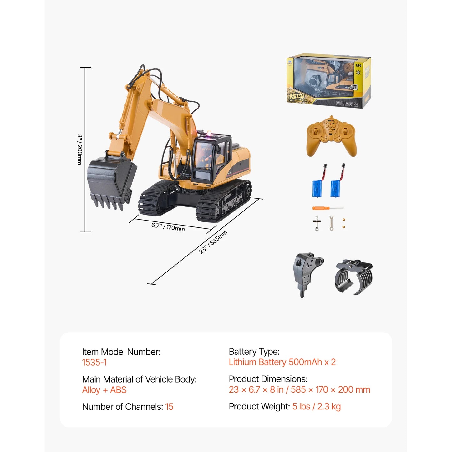 SucceBuy 2.4G RC Excavator Dump Truck 3 In 1 ToyLight