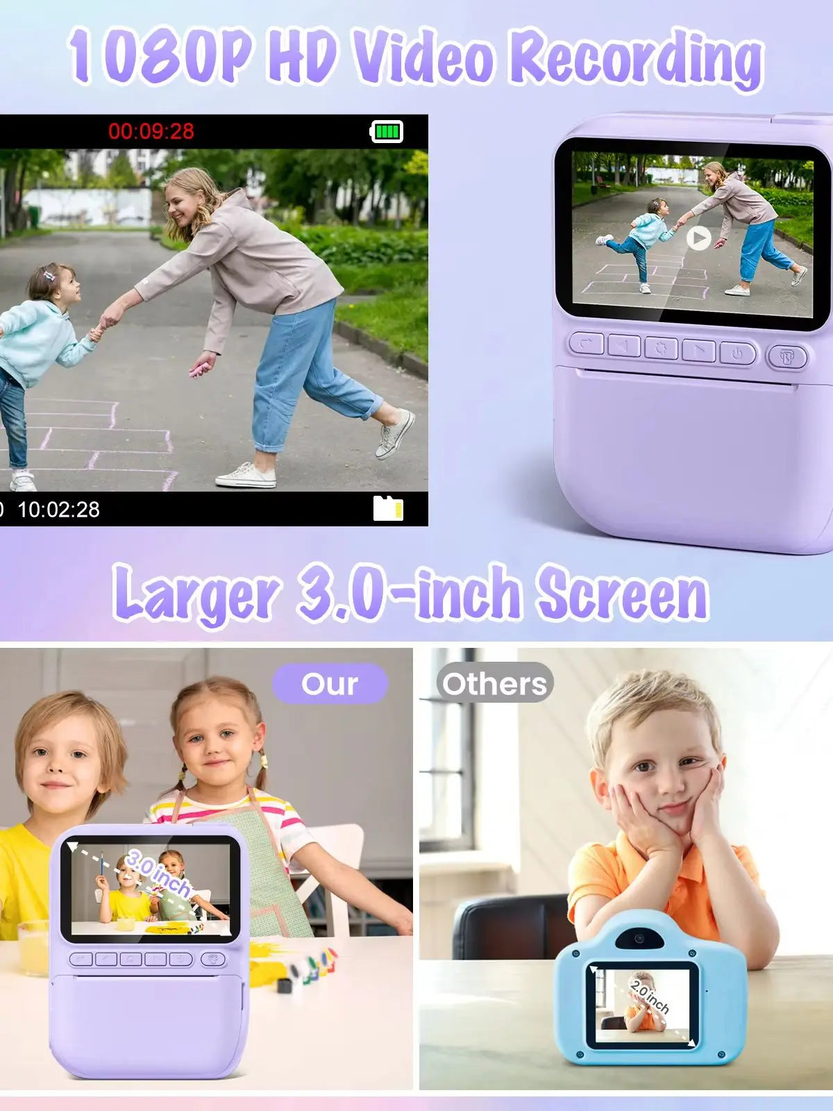 DIAMOOKYCN Kids Digital Camera Instant Print 32MP HD 1080P