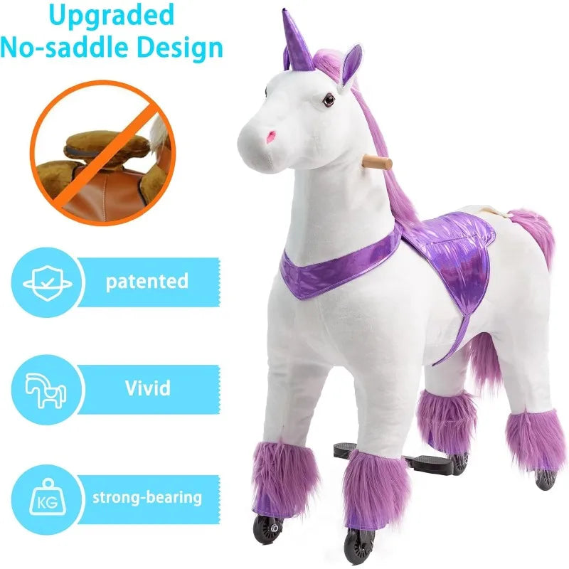 Electronic Ride On Unicorn Toy For Kids No Battery Required