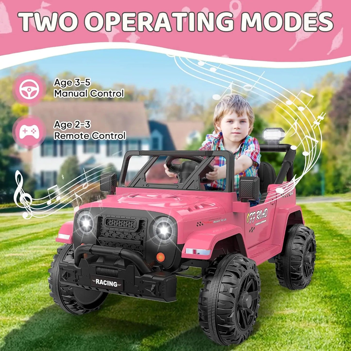 SHXI 12V Ride On Truck for Kids Remote Control Bluetooth