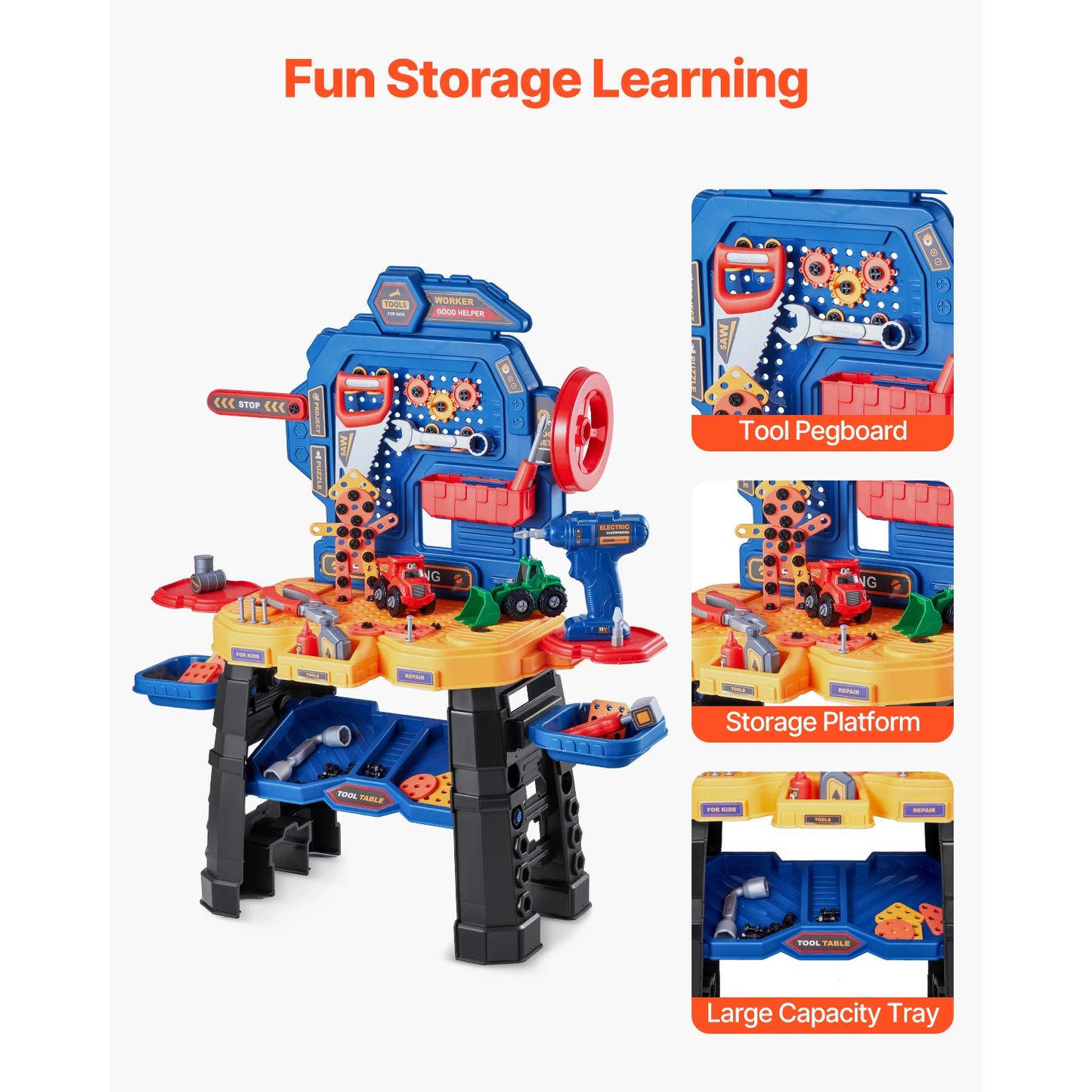VEVOR Kids Tool Bench Transformable Play Set For Learning
