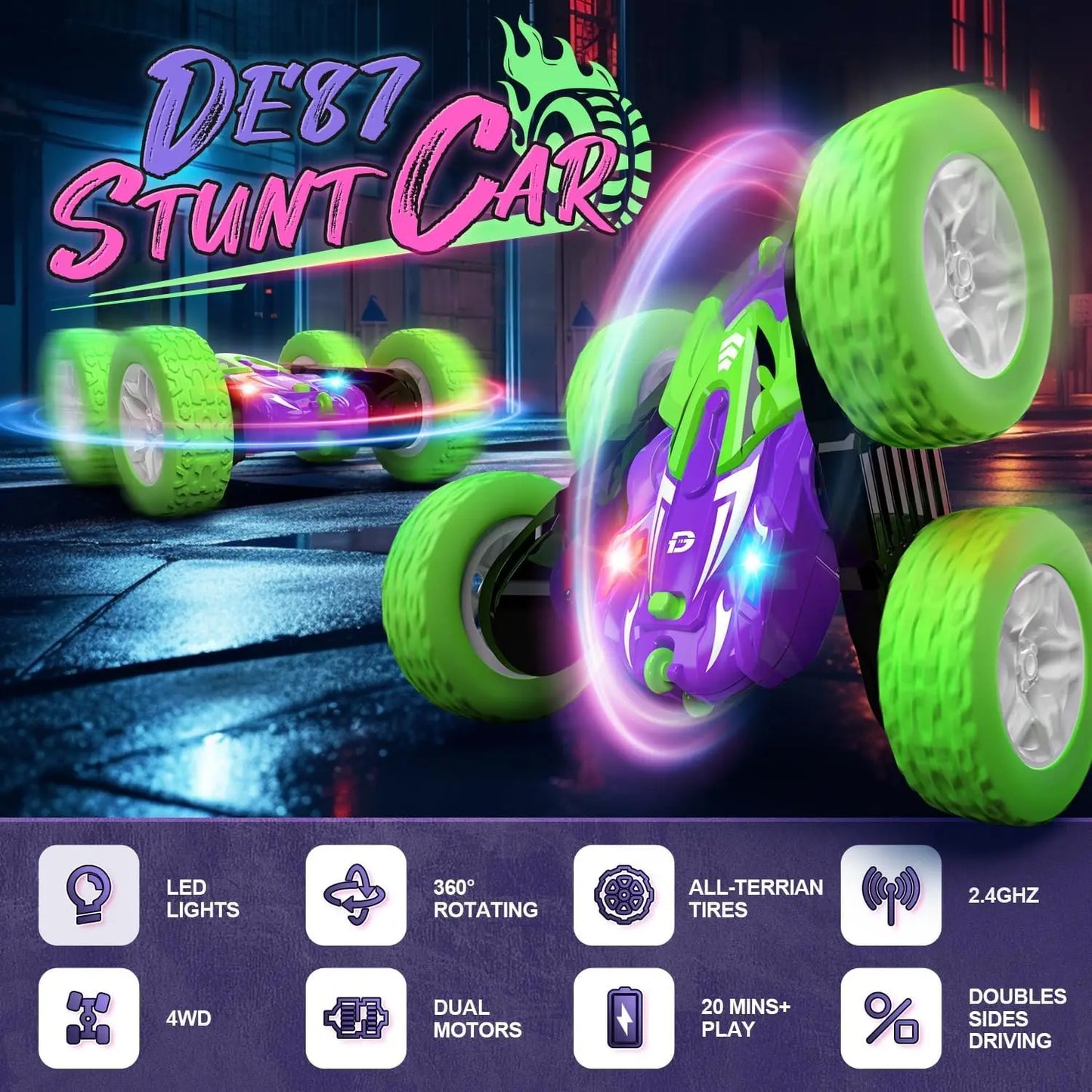 DEERC DE87 FourWheelDrive OffRoad RC Car StuntCrawler Toy