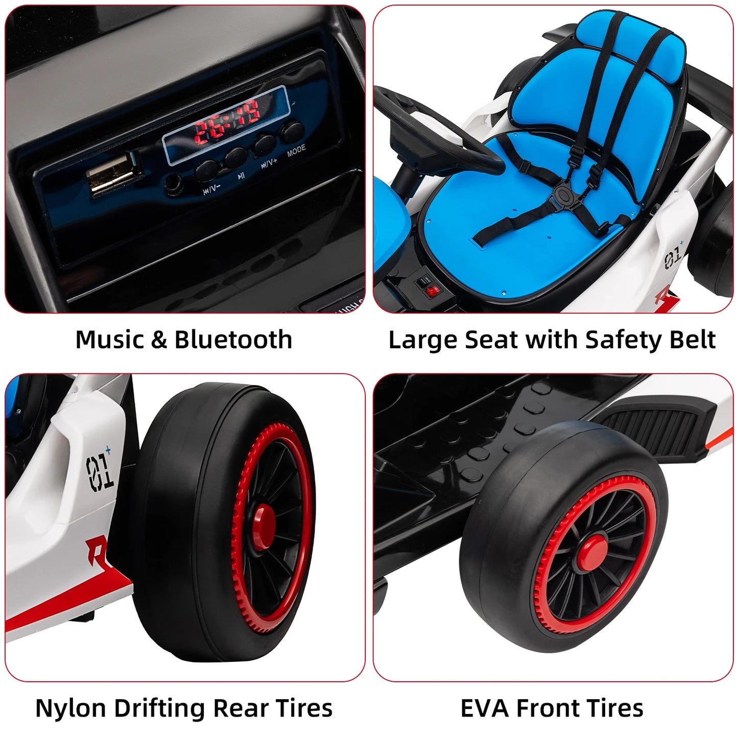 HiMISSE 24V Go Kart Ride On Dual 200W Motors Battery