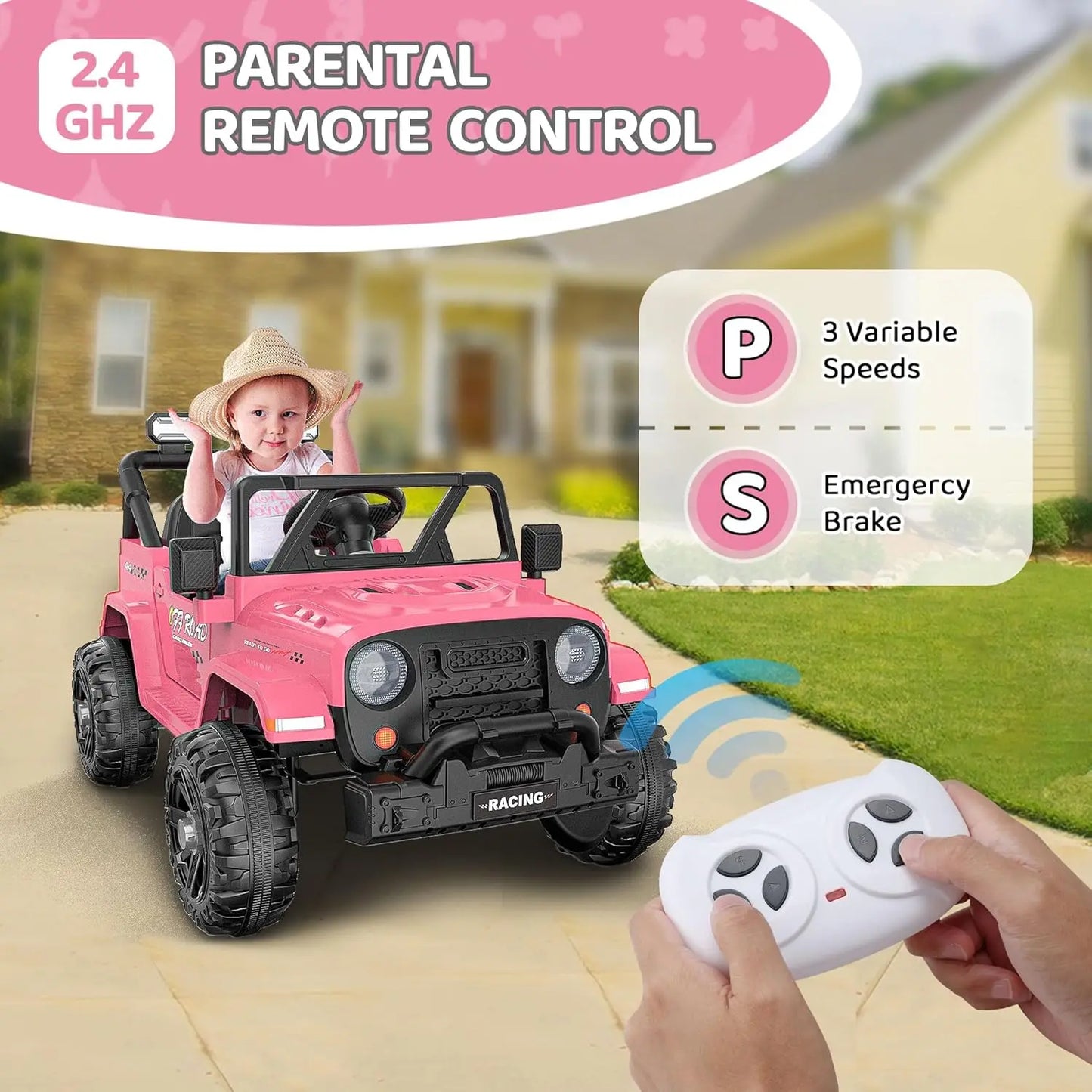 SHXI 12V Ride On Truck for Kids Remote Control Bluetooth