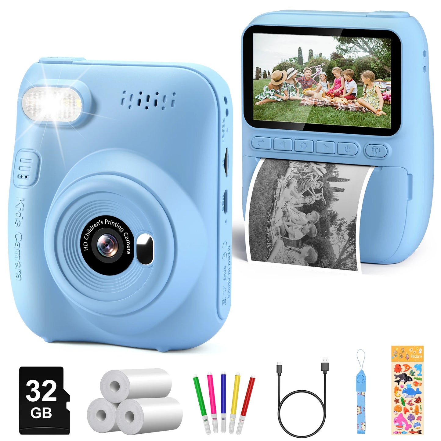 DIAMOOKYCN Kids Digital Camera Instant Print 32MP HD 1080P