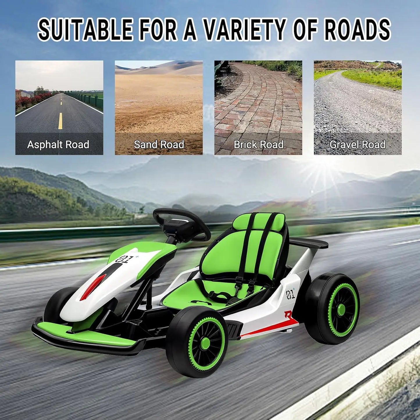 Electronic 24V Kids Go Kart High Speed Drift Dual Motors
