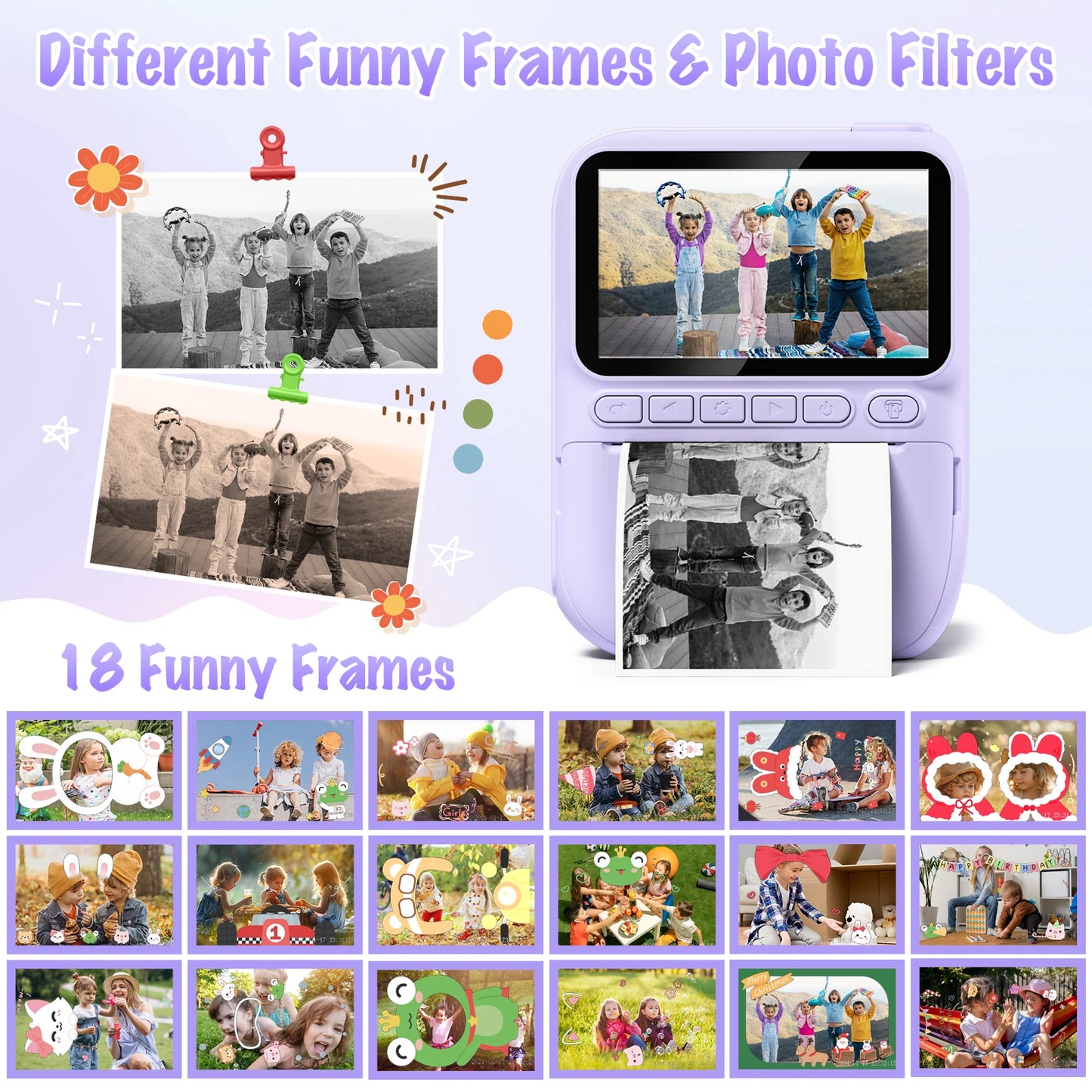 DIAMOOKYCN Kids Digital Camera Instant Print 32MP HD 1080P