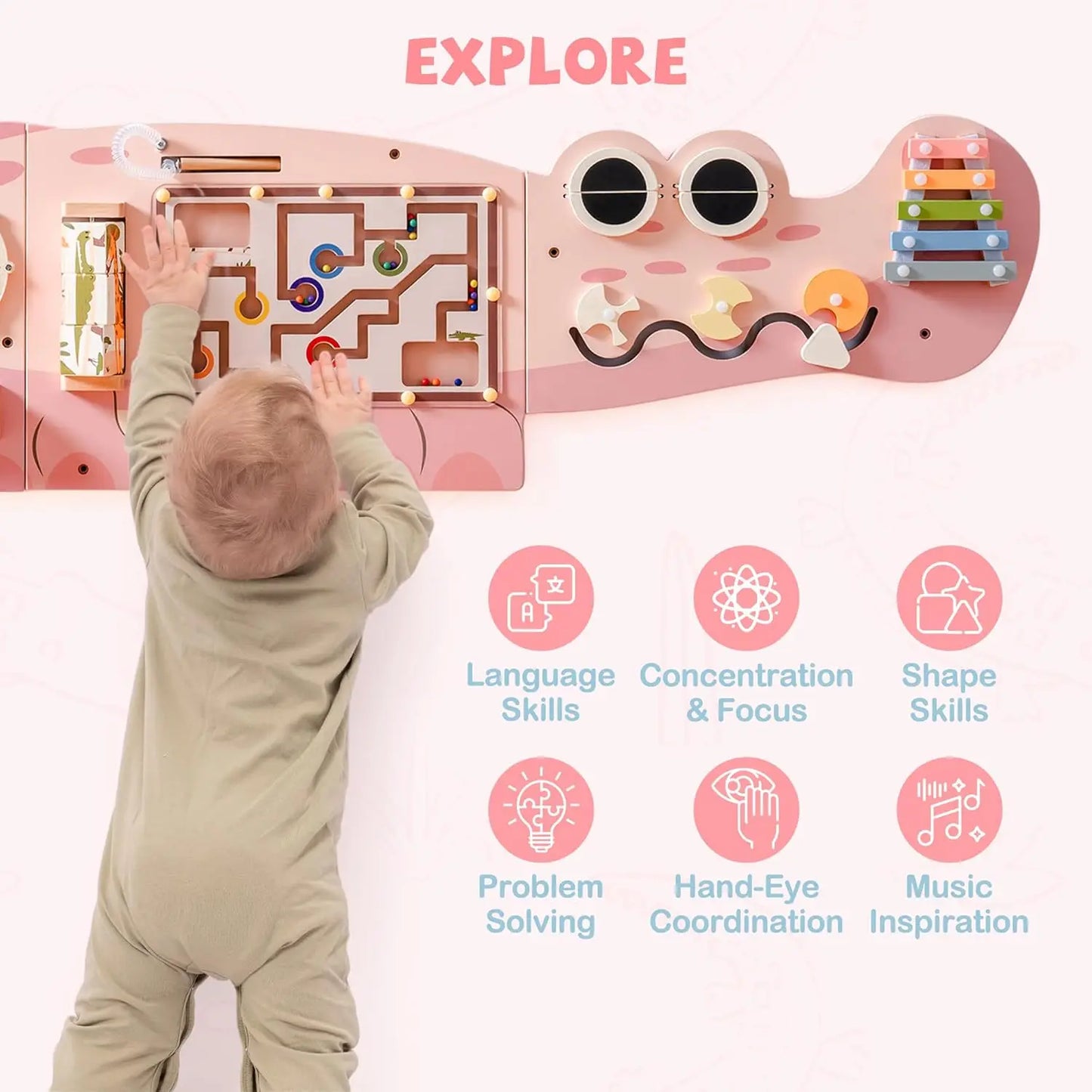 Robotime Robud Busy Board Montessori Wall Mounted Toy