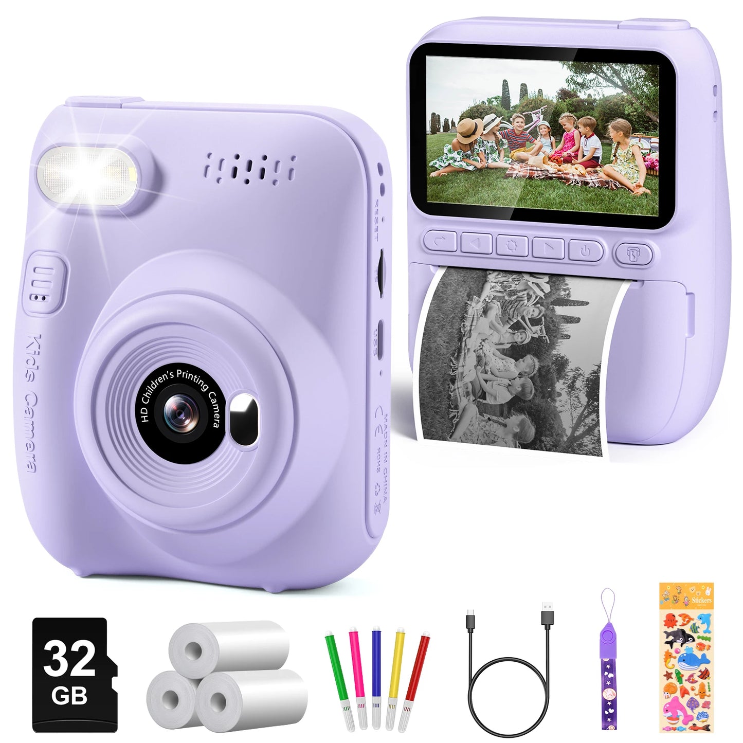 DIAMOOKYCN Kids Digital Camera Instant Print 32MP HD 1080P