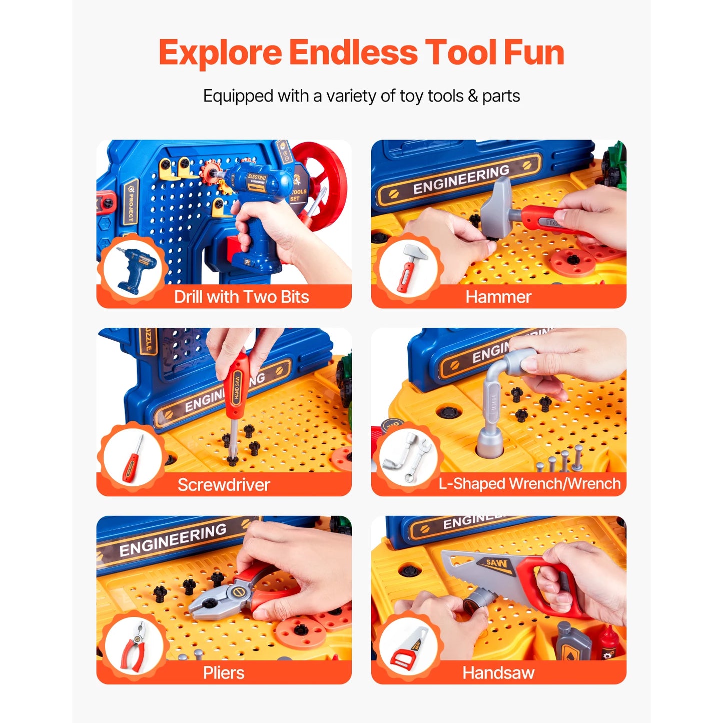 VEVOR Kids Tool Bench Transformable Play Set For Learning