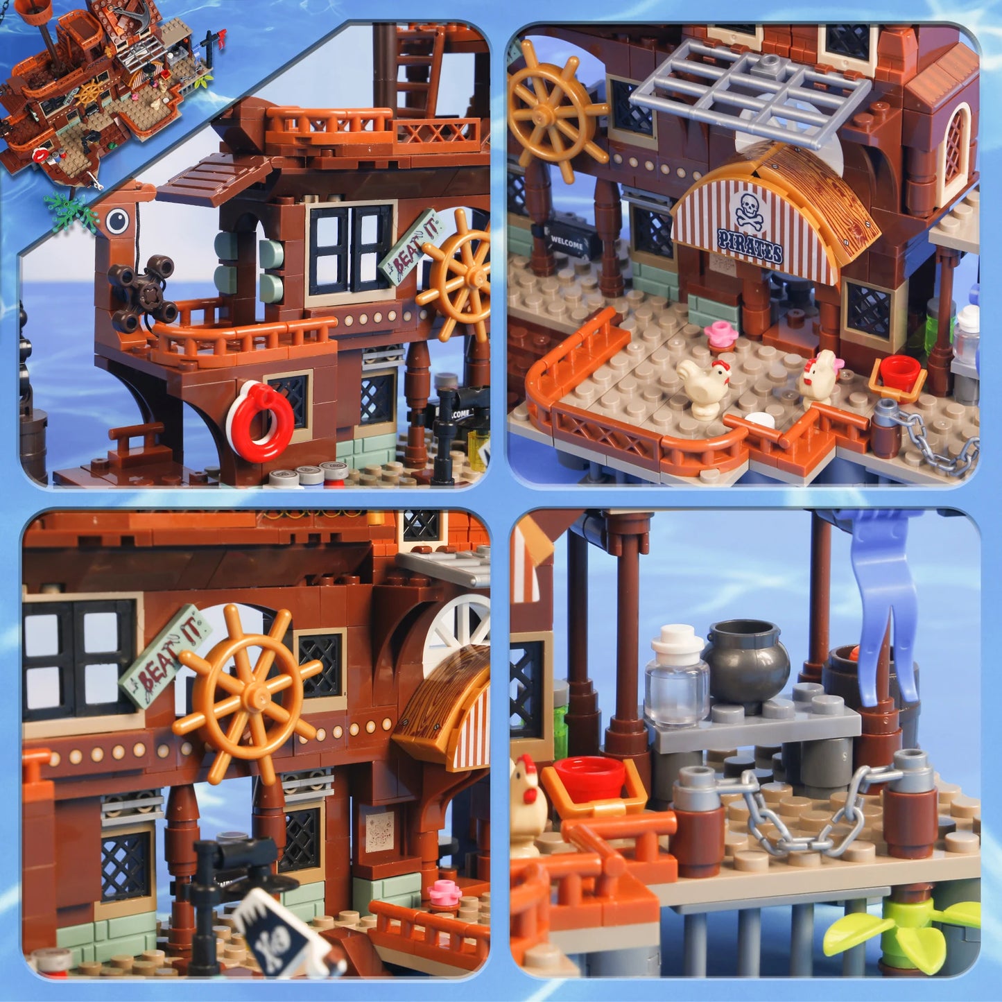 Bibilock Pirate Island Ship Building Blocks Set For Kids