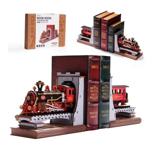 Robotime Rolife Wooden Vintage Train Kit 3D Puzzle Book Nook