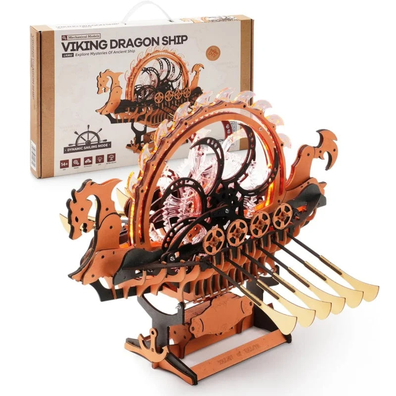 Robotime Viking Dragon Ship Mechanical Wooden Puzzles Kit
