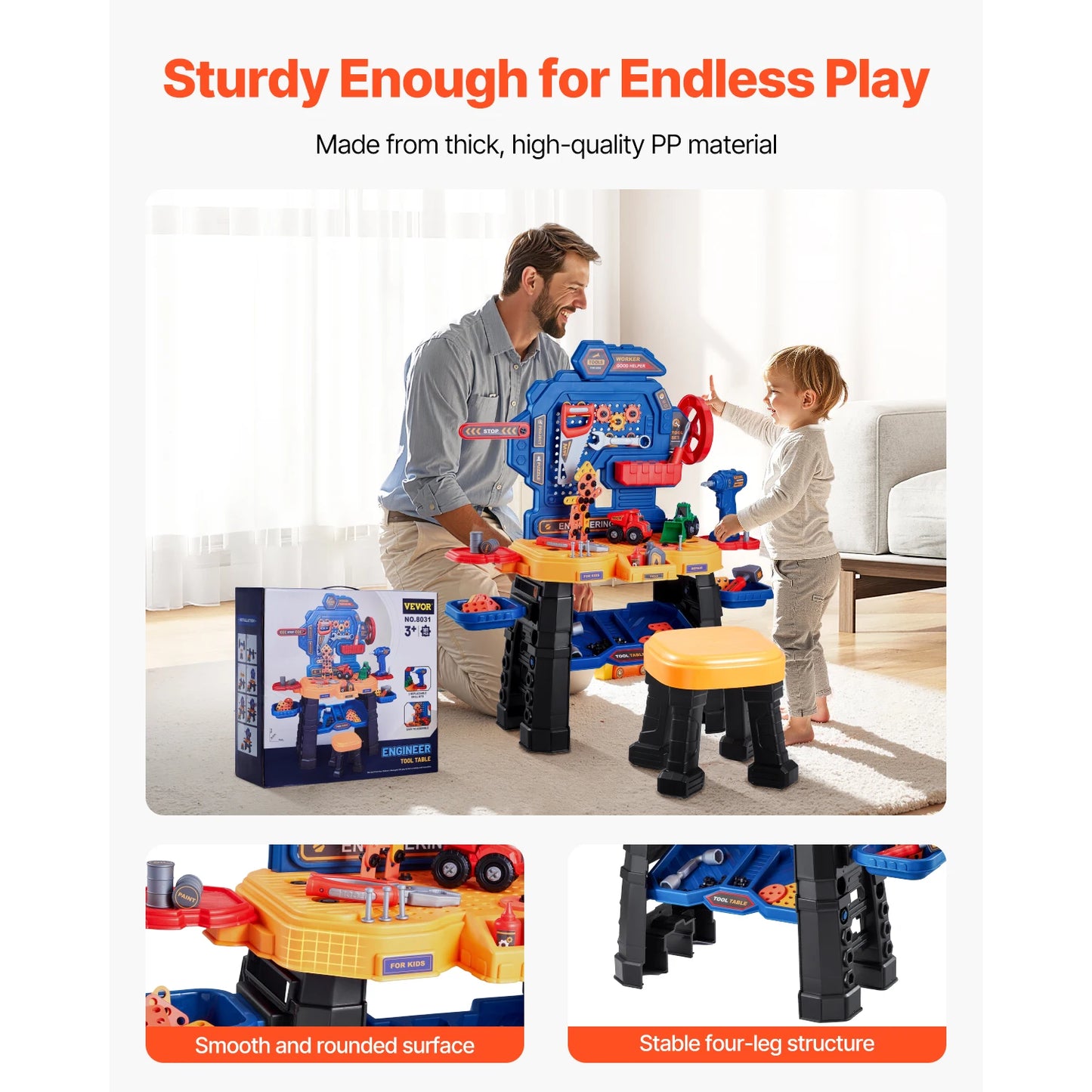 VEVOR 181 Piece Kids Tool Bench Transformable Playset