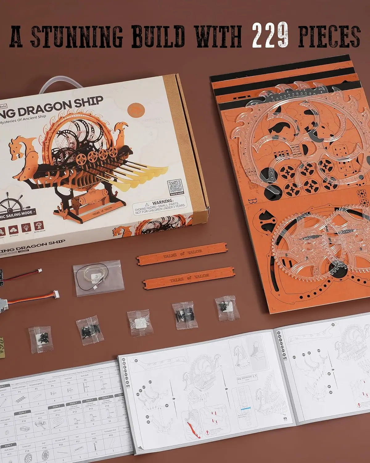 Robotime Viking Dragon Ship Mechanical Wooden Puzzle