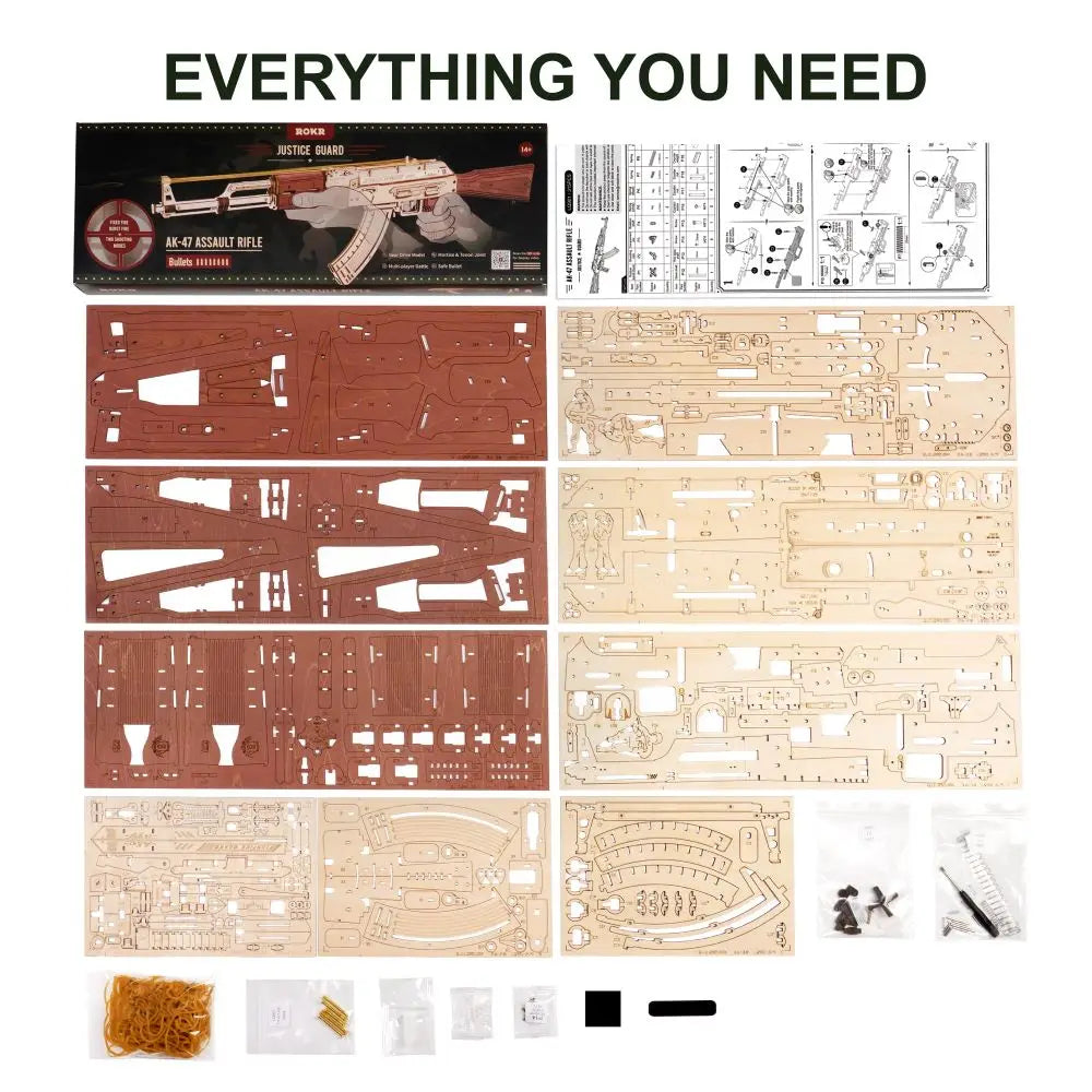 Robotime Rokr AK47 3D Wooden Gun Puzzle Building Kit