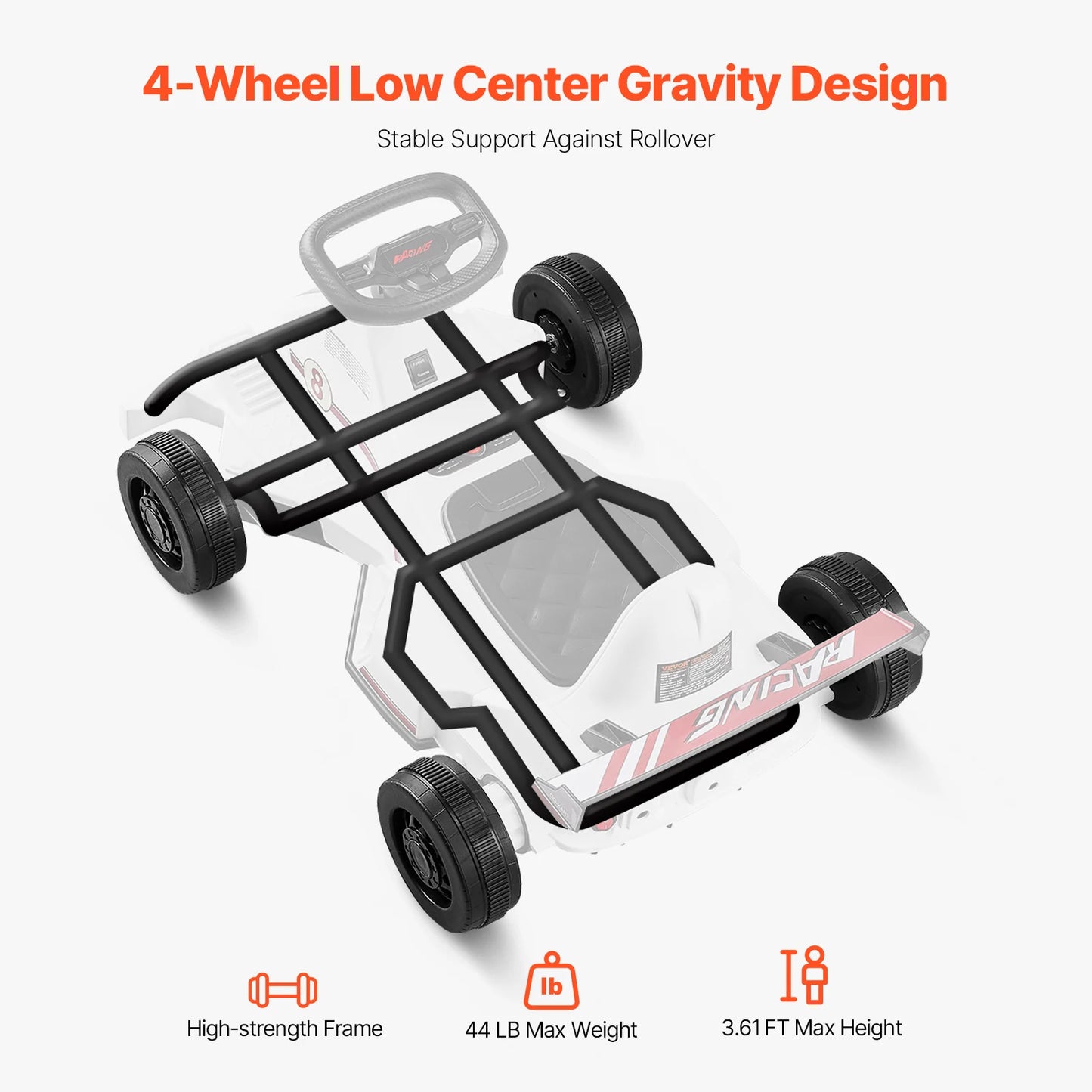SucceBuy 6V Electric Pedal Go Kart With LED Headlight Horn