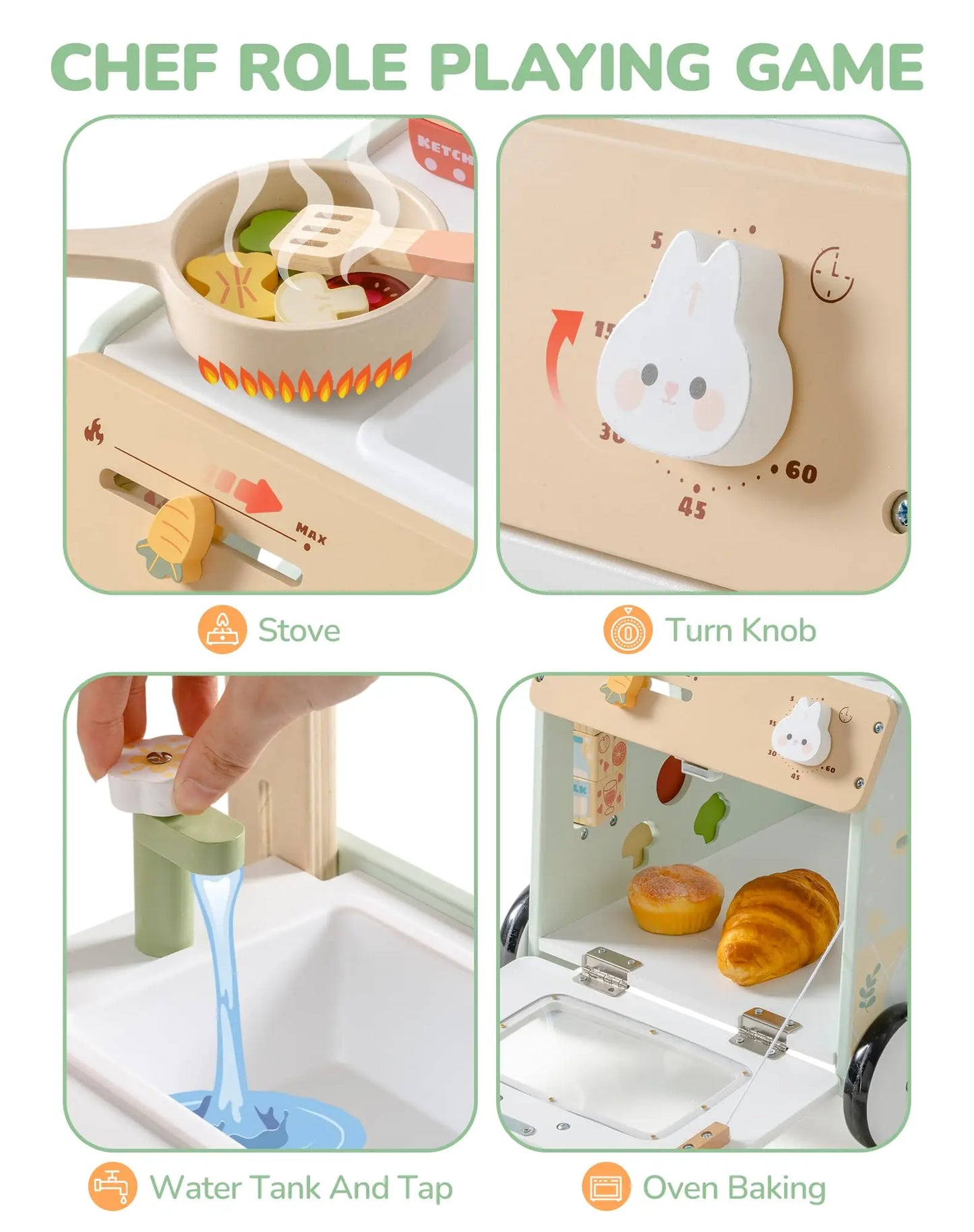 Robotime Wooden Push Walker For Baby Learning To Walk Montessori