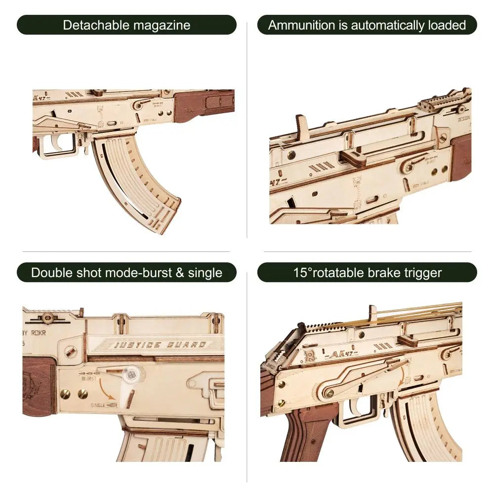 Robotime AK47 3D Wooden Gun Puzzle DIY Build Blocks LQ901