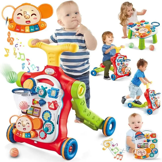 VATOS Baby Walker 5 In 1 Sit To Stand Push Walker Music