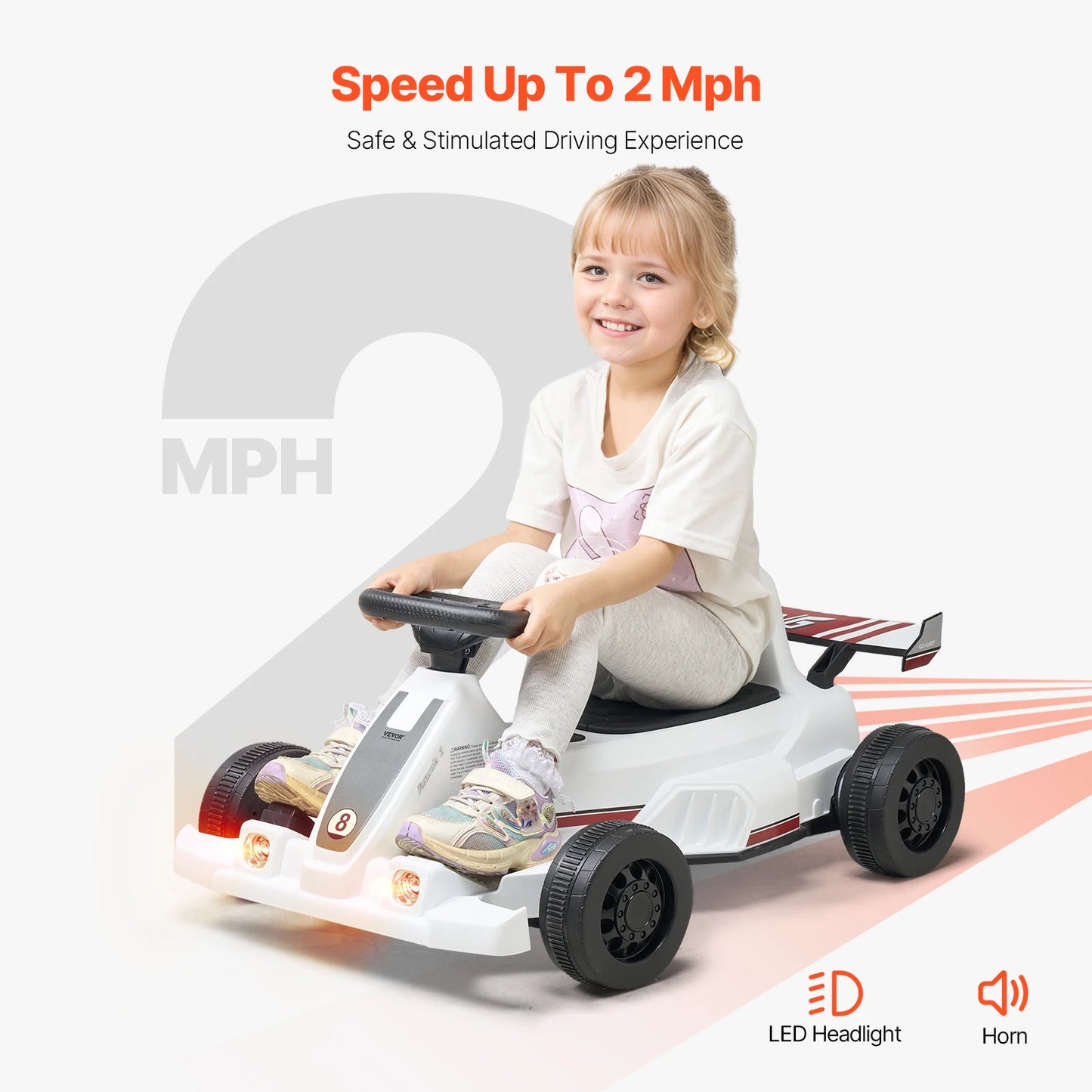 SucceBuy 6V Electric Pedal Go Kart With LED Headlight Horn